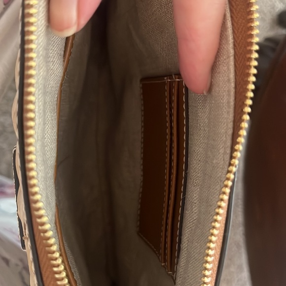 Michael Kors Tan and Green Palm Woven Clutch - Picture 2 of 3